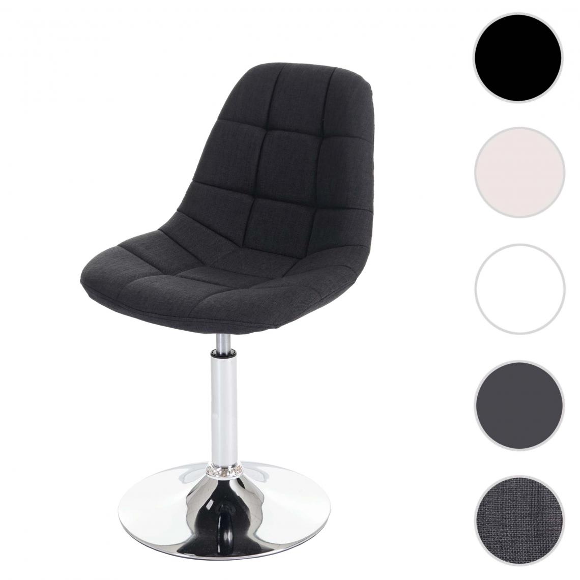 Mendler - Chaise de salle à  manger HWC-A60, chaise pivotante, design rétro ~ tissu/textile gris foncé, pied chromé - Chaises