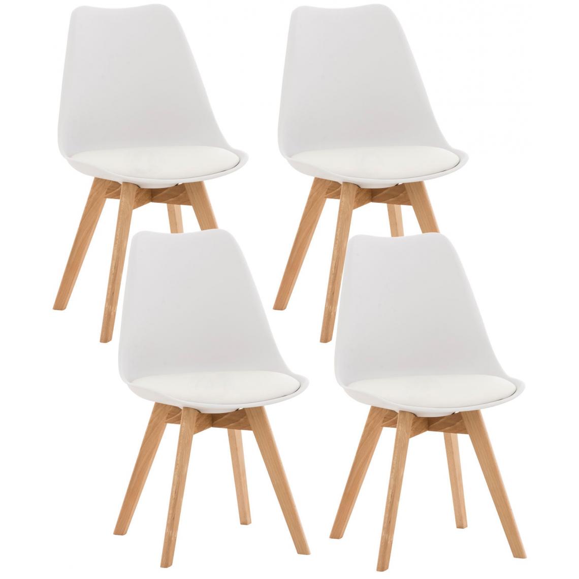 Decoshop26 - Lot de 4 chaises de salle à manger cuisine ou bureau en plastique et simili-cuir blanc pieds en bois 10_0000323 - Chaises