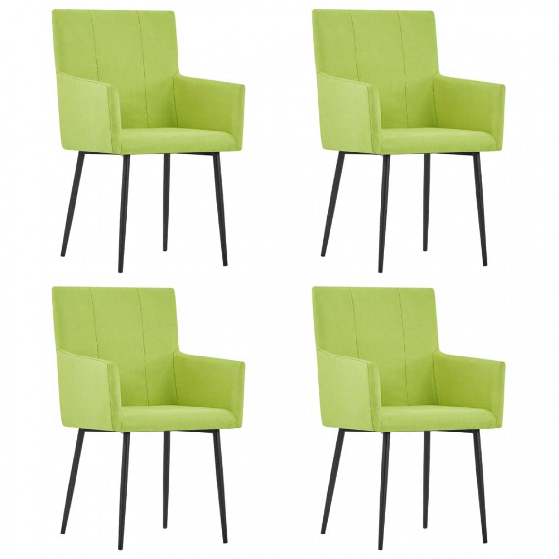Chunhelife - Chaises de salle à manger avec accoudoirs 4 pcs Vert Tissu - Chaises