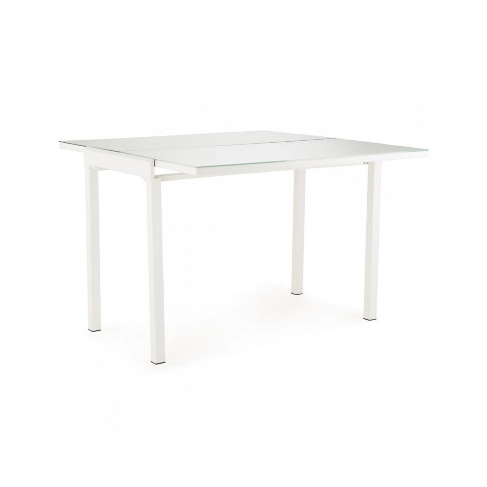 Meubletmoi - Table extensible compact plateau verre blanc - AGATE - Tables à manger