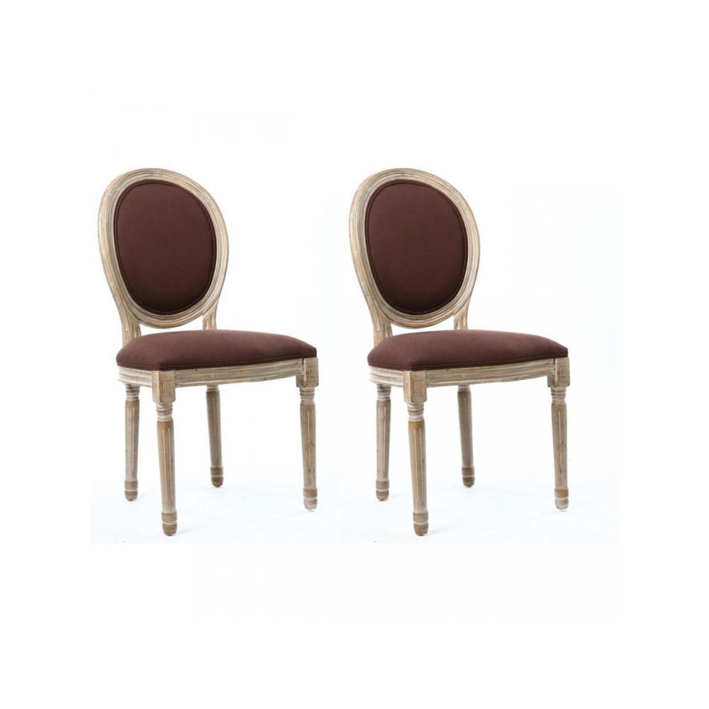Bobochic - BOBOCHIC Lot de 2 chaises élégantes en lin JAK Chocolat - Chaises