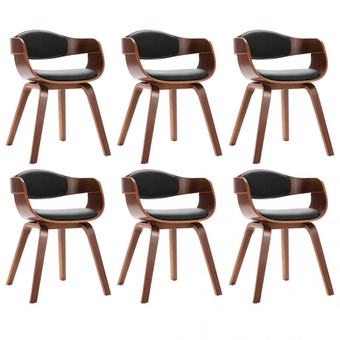 Decoshop26 - Lot de 6 chaises de salle à manger cuisine design intemporel bois courbé et similicuir CDS022233 - Chaises