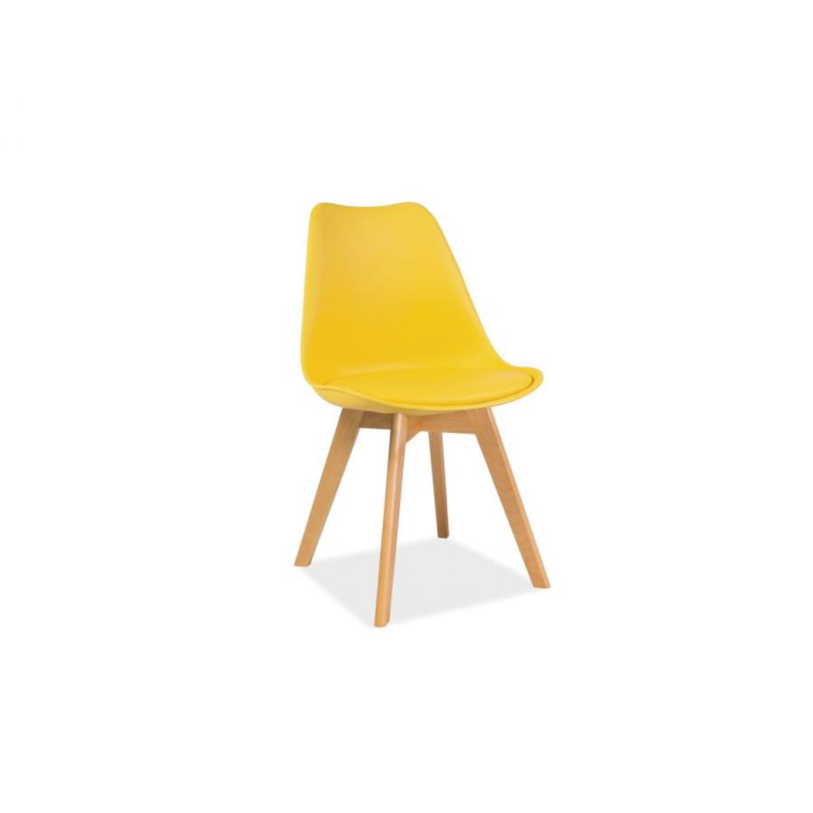 Hucoco - KRISTUZ | Chaise style scandinave salle à manger/salon | 83x49x43 cm | Assise et dossier en PP | Base en bois - Jaune - Chaises
