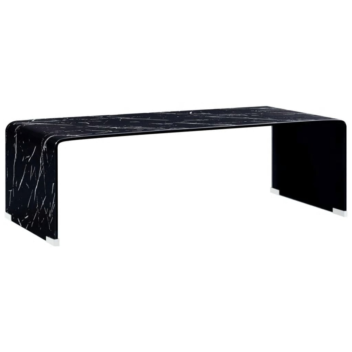Vidaxl - vidaXL Table basse Noir Marbre 98 x 45 x 31 cm Verre trempé - Tables à manger