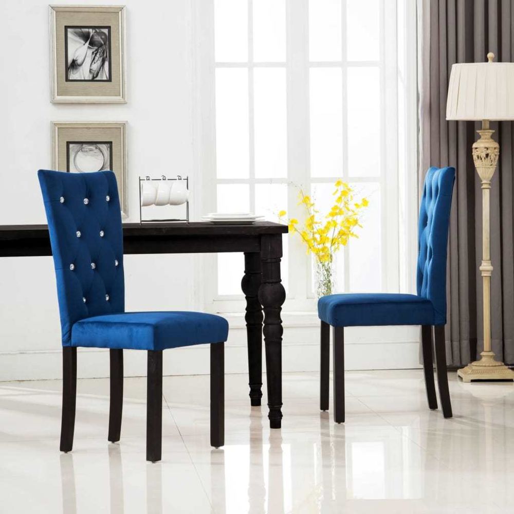 Uco - UCO Chaises de salle à manger 2 pcs Bleu foncé Velours - Chaises