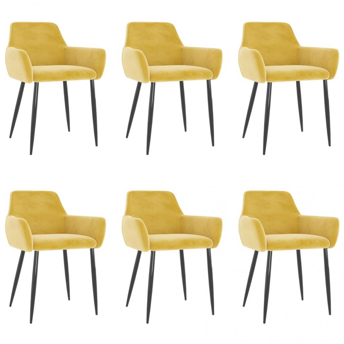 Decoshop26 - Lot de 6 chaises de salle à manger cuisine design moderne velours jaune moutarde CDS022522 - Chaises