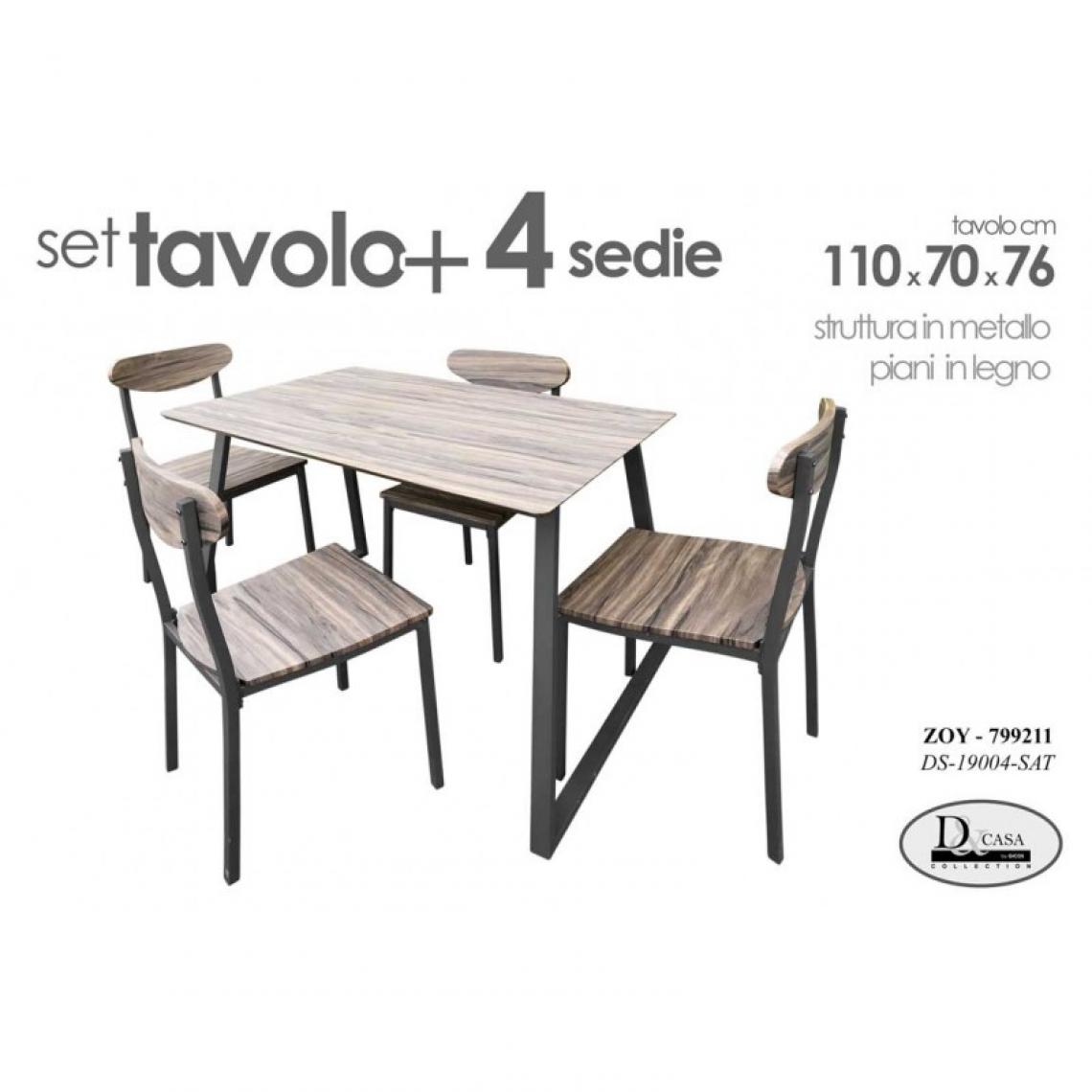 Webmarketpoint - Set de table avec 4 chaises cuisine salon Table 110x 70 x 76 h - Tables à manger