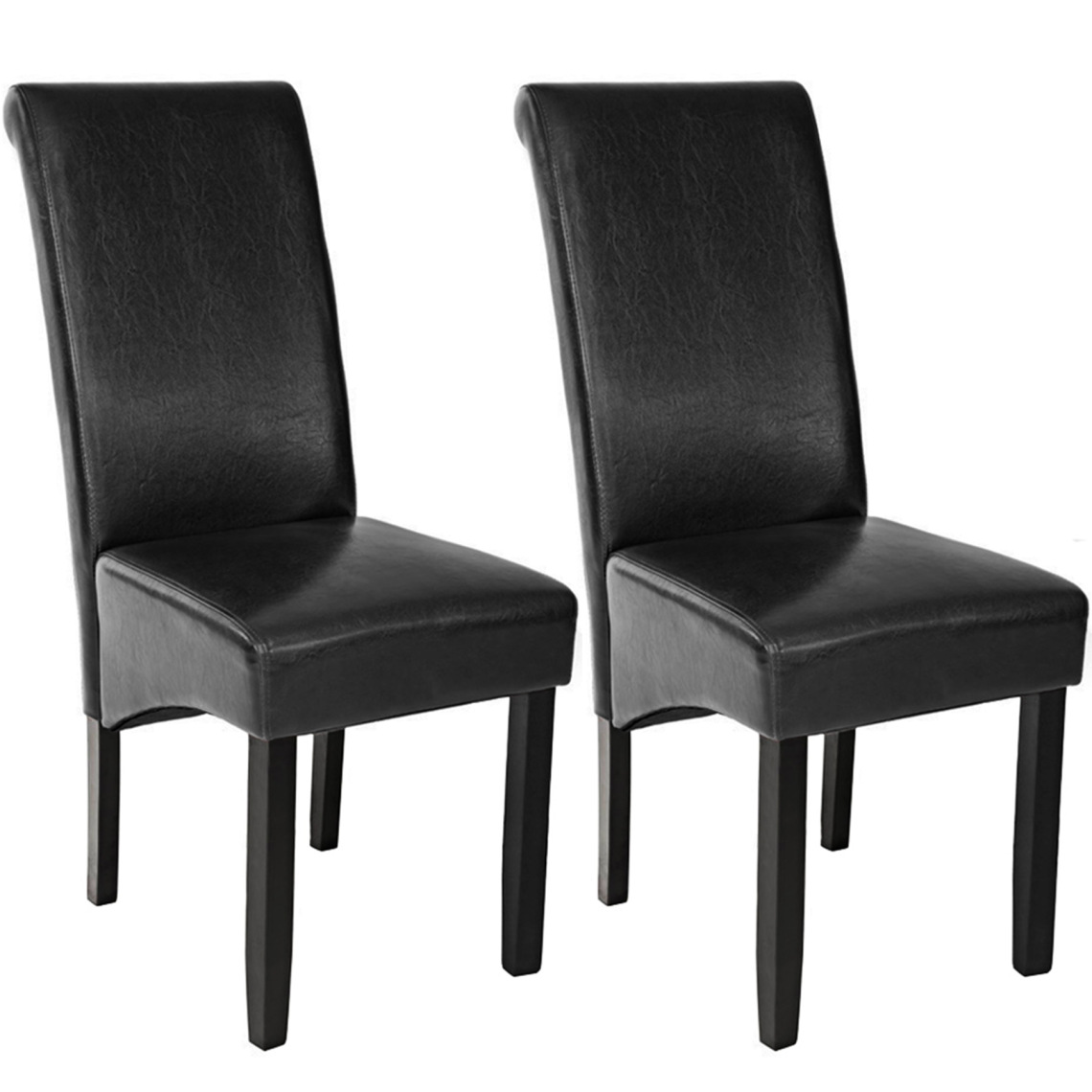 Tectake - Lot de 2 chaises aspect cuir - noir - Chaises