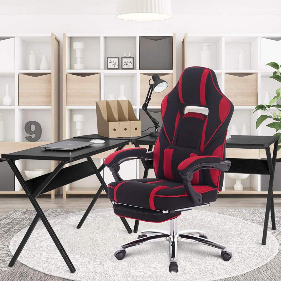 MercatoXL - couverture chaise de jeu en tissu Chaise de bureau hauteur ajustable rouge - Chaises