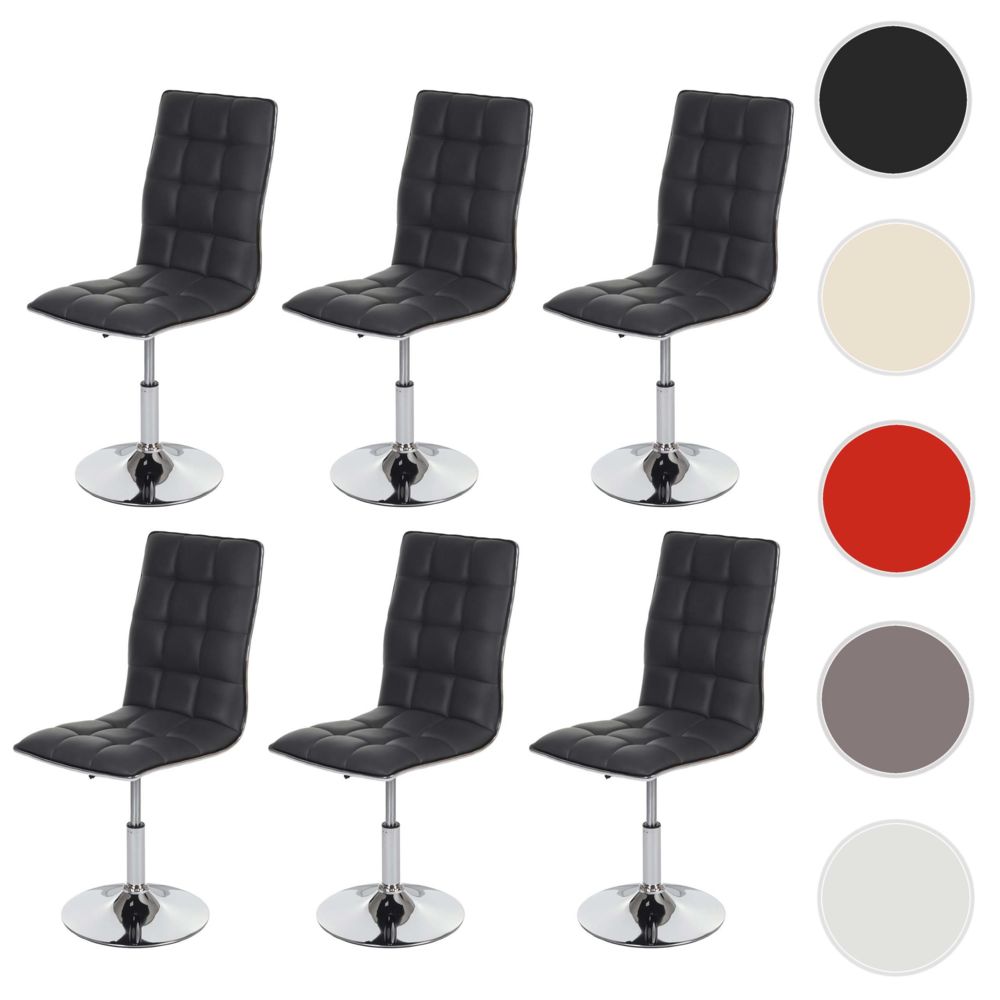 Mendler - 6x chaise de salle à manger HWC-C41, fauteuil, similicuir ~ gris - Chaises
