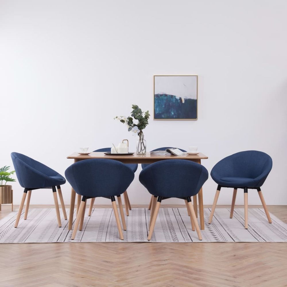 marque generique - Splendide Fauteuils et chaises categorie Bakou 6 pcs Chaises de salle à manger Bleu Tissu - Chaises