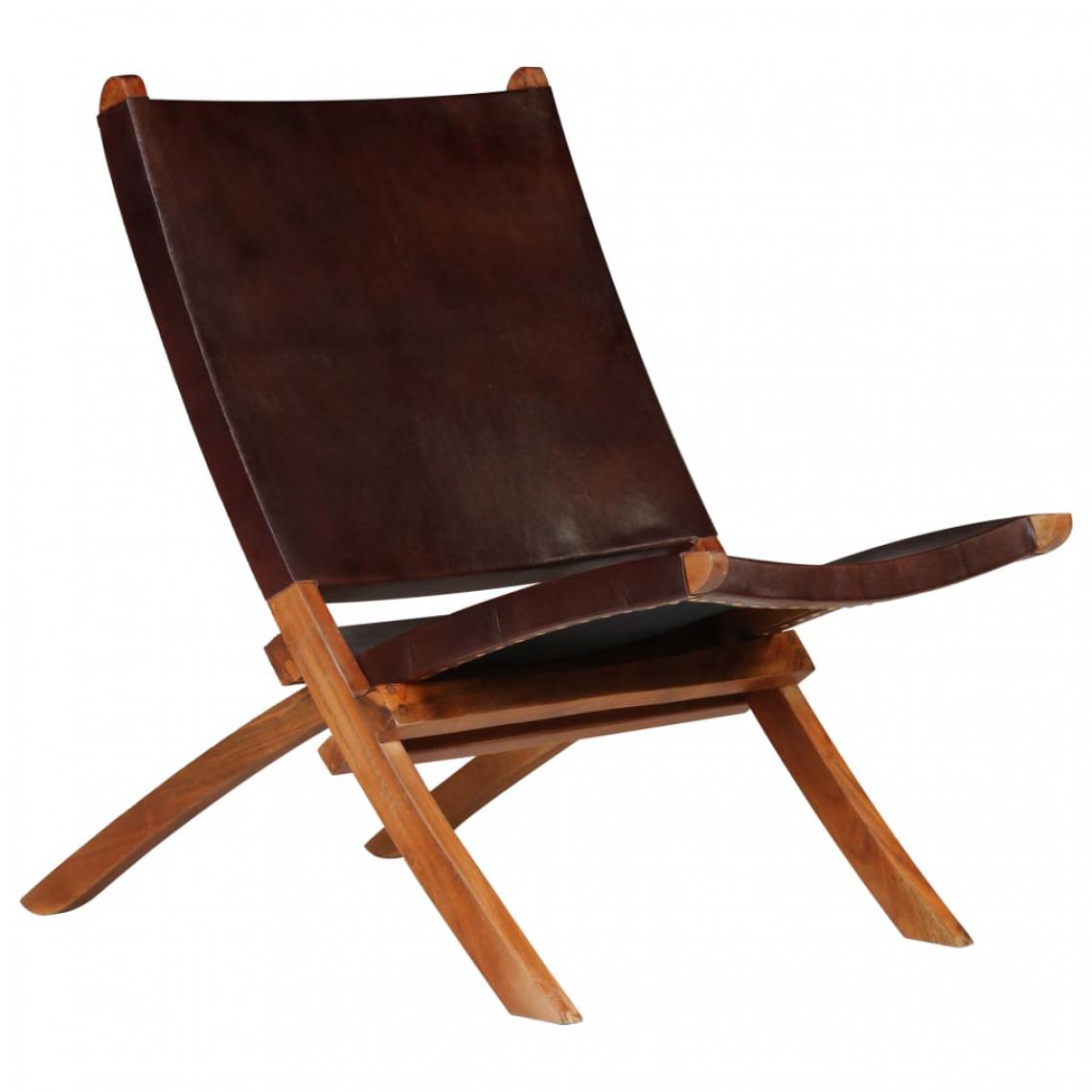 Icaverne - Moderne Fauteuils edition Paris Chaise de relaxation Cuir véritable 59 x 72 x 79 cm Marron - Chaises