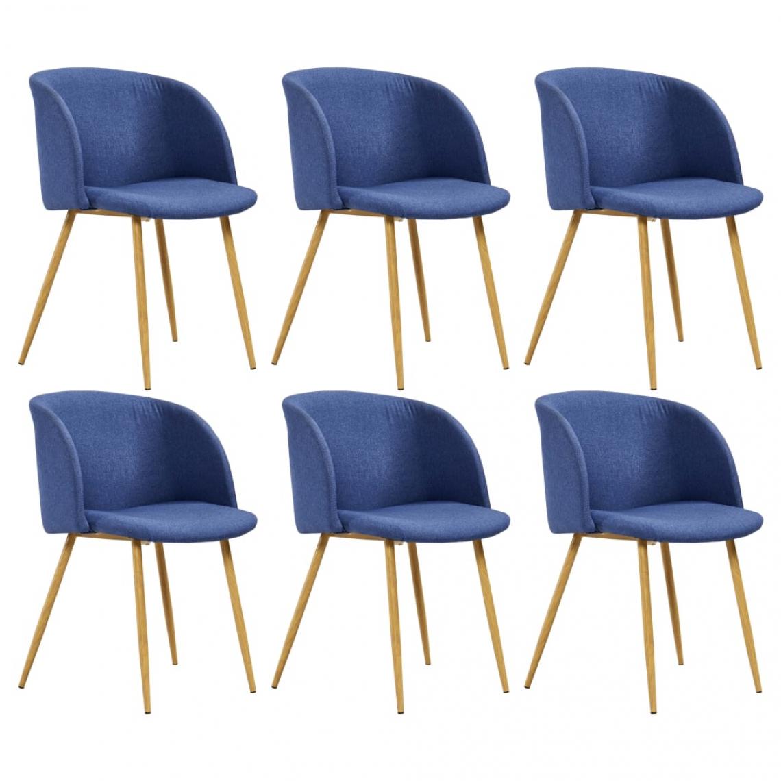Decoshop26 - Lot de 6 chaises de salle à manger cuisine design moderne tissu bleu CDS022213 - Chaises