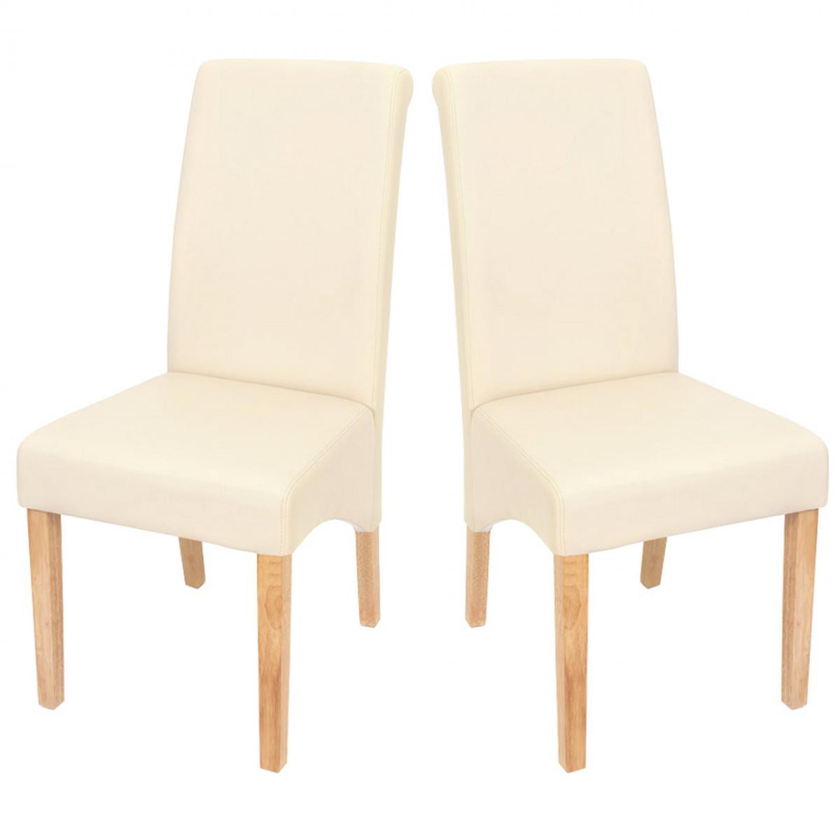Mendler - 2x chaise de séjour M37, simili-cuir mat, crème/pieds clairs - Chaises
