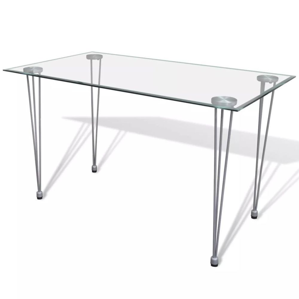 Helloshop26 - Table de salon salle à manger design dessus de table en verre transparent 0902222 - Tables à manger