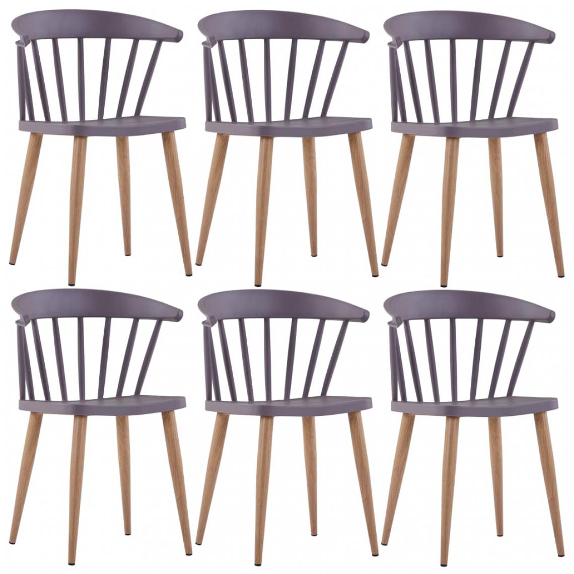 Icaverne - Moderne Fauteuils et chaises gamme Kinshasa Chaises de salle à manger 6 pcs Gris Plastique et acier - Chaises