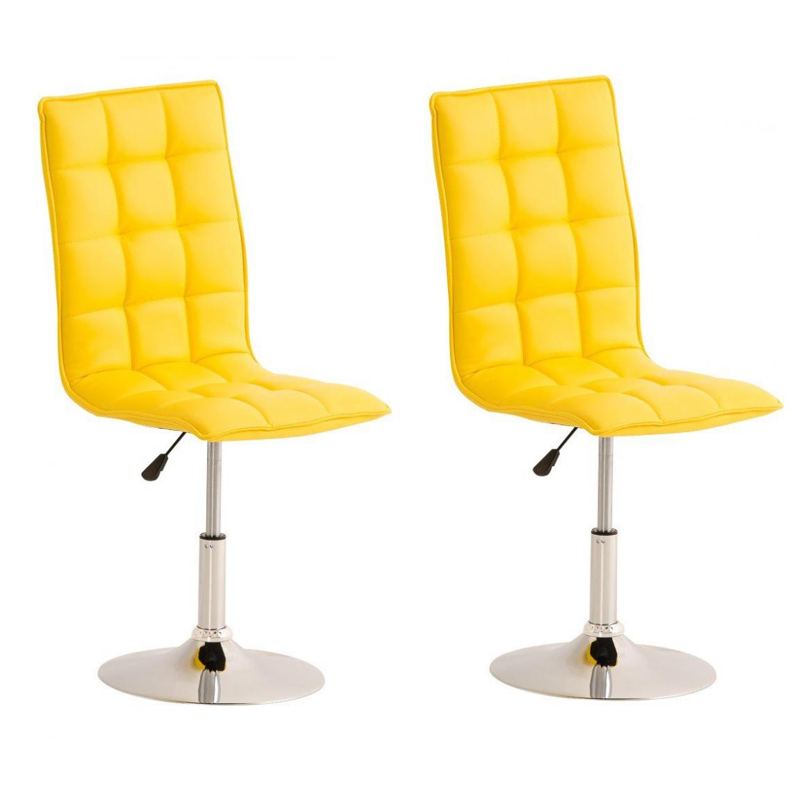 Decoshop26 - Lot de 2 chaises de salle à manger hauteur réglable en simili-cuir jaune CDS10026 - Chaises