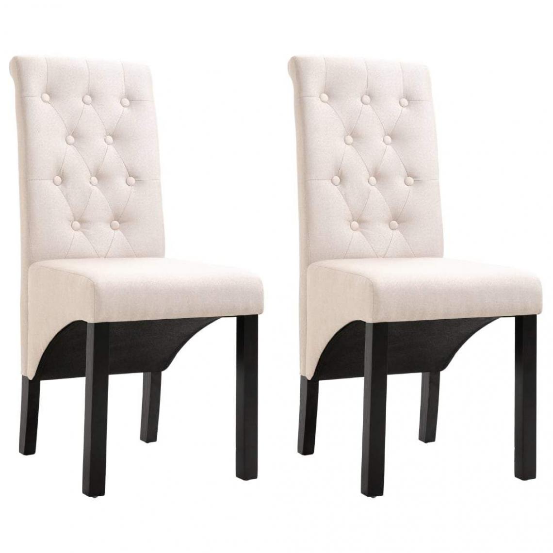 Decoshop26 - Lot de 2 chaises de salle à manger design classique cuisine tissu crème CDS020437 - Chaises
