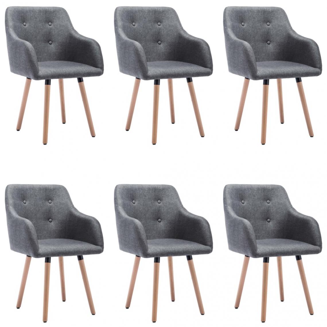 Decoshop26 - Lot de 6 chaises de salle à manger cuisine capitonné style moderne en tissu gris foncé CDS022462 - Chaises