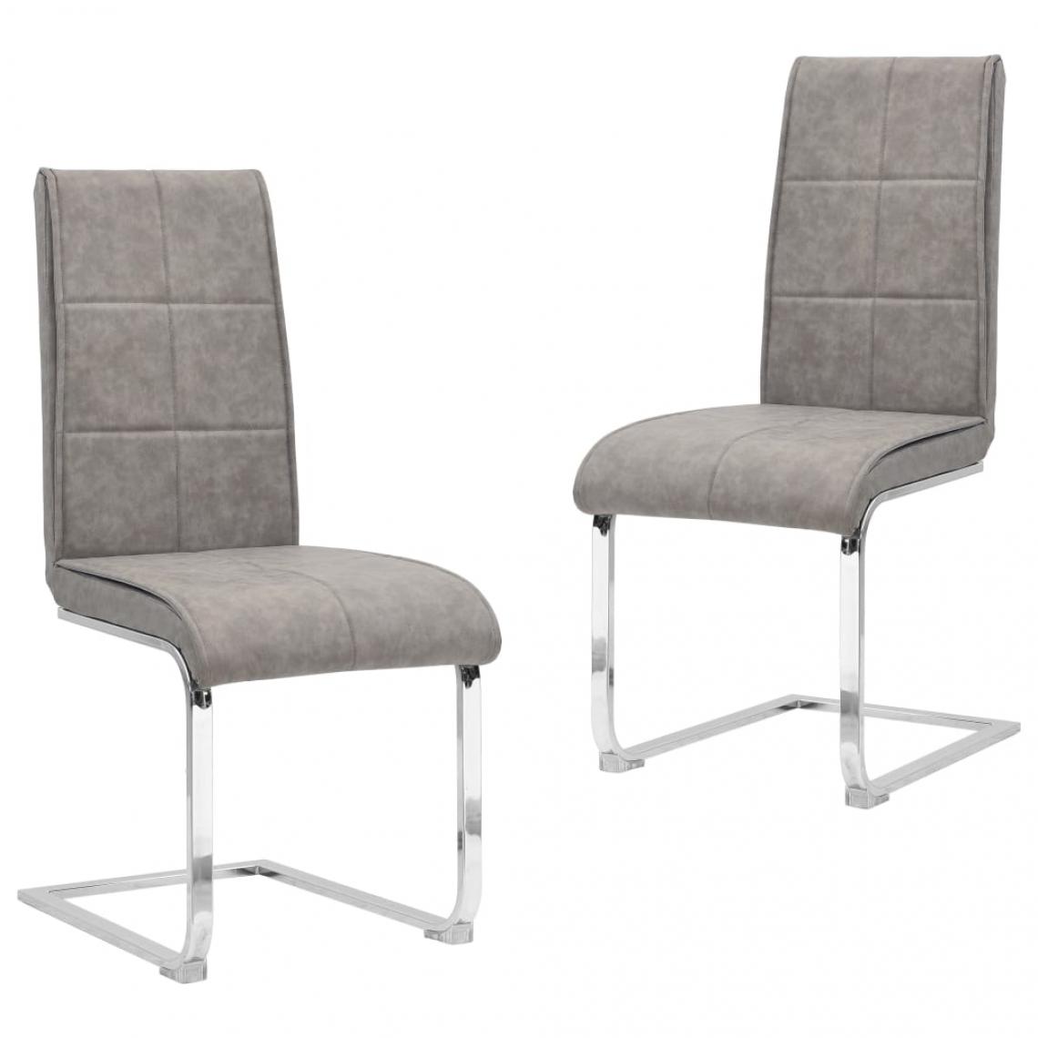 Decoshop26 - Lot de 2 chaises de salle à manger cuisine cantilever design moderne similicuir gris clair CDS020321 - Chaises