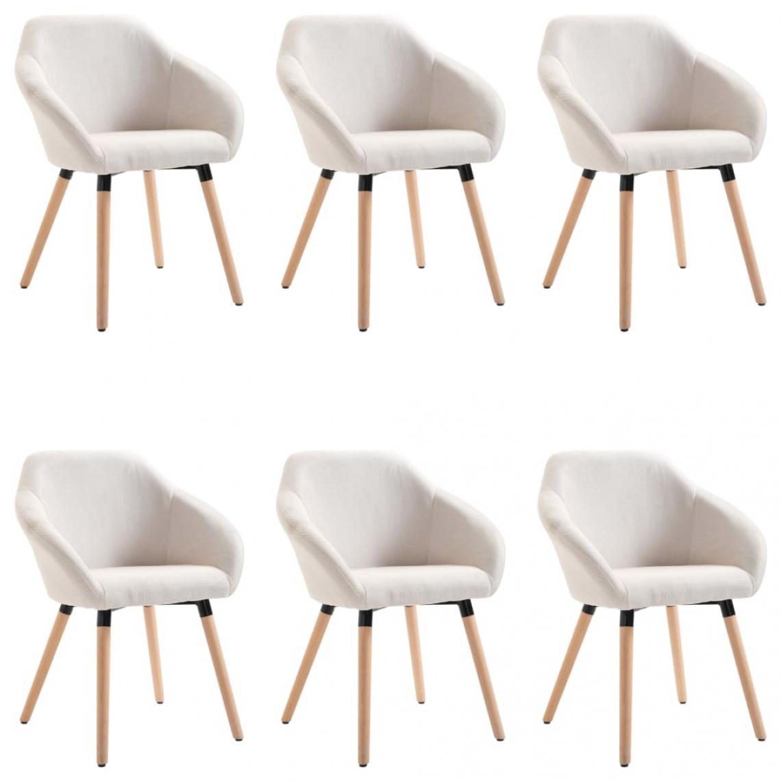Decoshop26 - Lot de 6 chaises de salle à manger cuisine design moderne tissu crème CDS022374 - Chaises