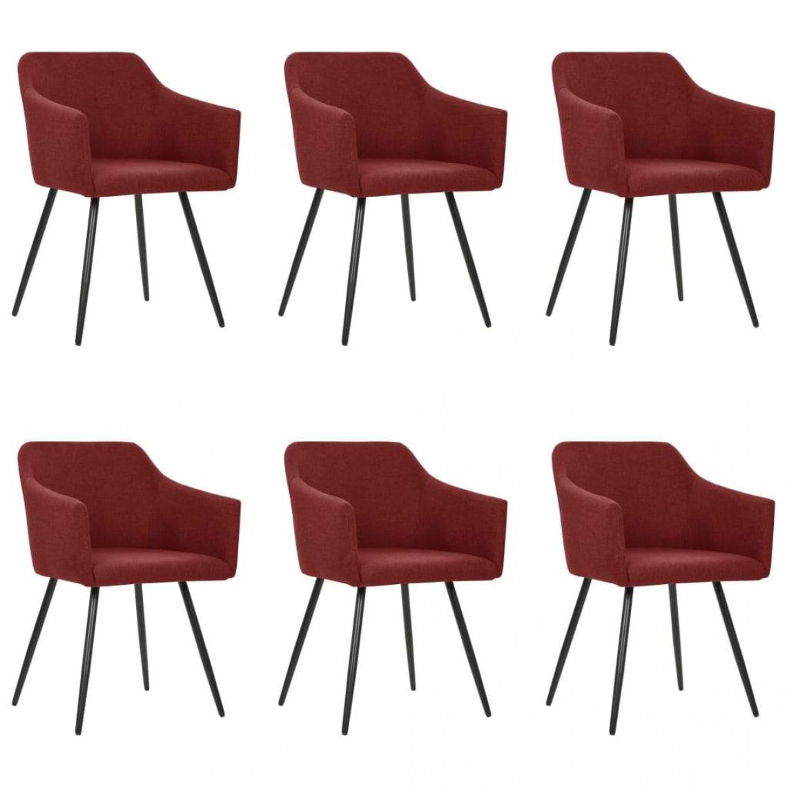 Decoshop26 - Lot de 6 chaises de salle à manger cuisine design moderne tissu rouge bordeaux CDS022819 - Chaises