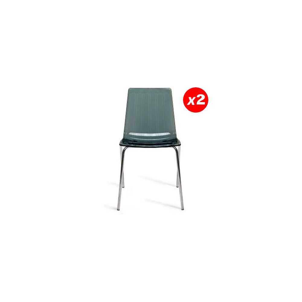 marque generique - Lot de 2 chaises CANDY empilables / Gris Transparent - Chaises