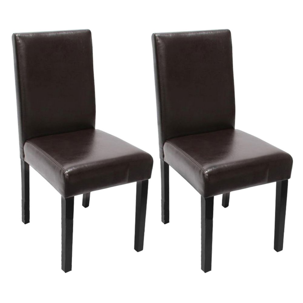 Mendler - Lot de 2 chaises de séjour Littau, simili-cuir, marron, pieds foncés - Chaises