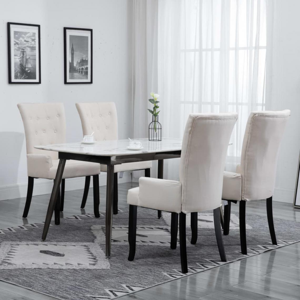 Icaverne - Magnifique Fauteuils et chaises collection Alger Chaises de salle à manger avec accoudoirs 4pcs Beige Tissu - Chaises