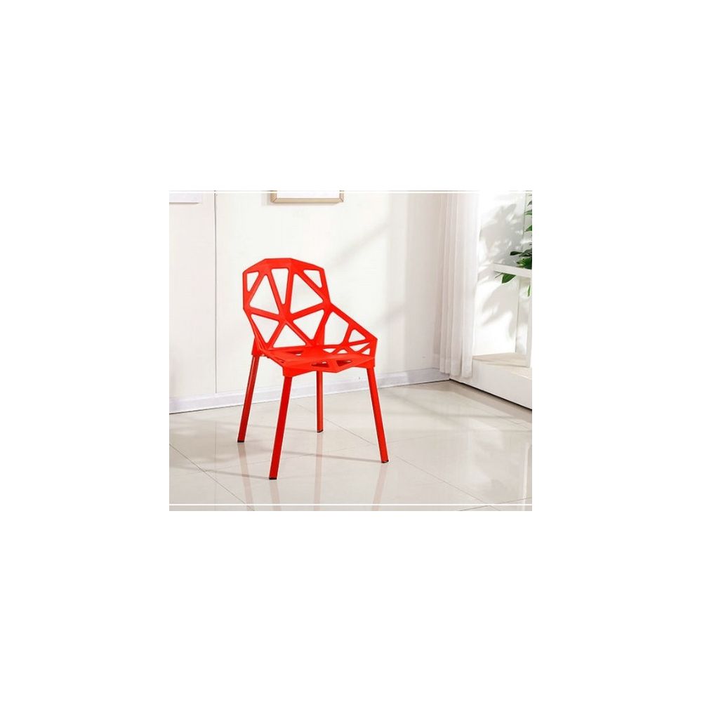 Wewoo - 2 chaises de salle à manger ajourées en plastique moderne simple de chaise de dossier de PCS rouge - Chaises