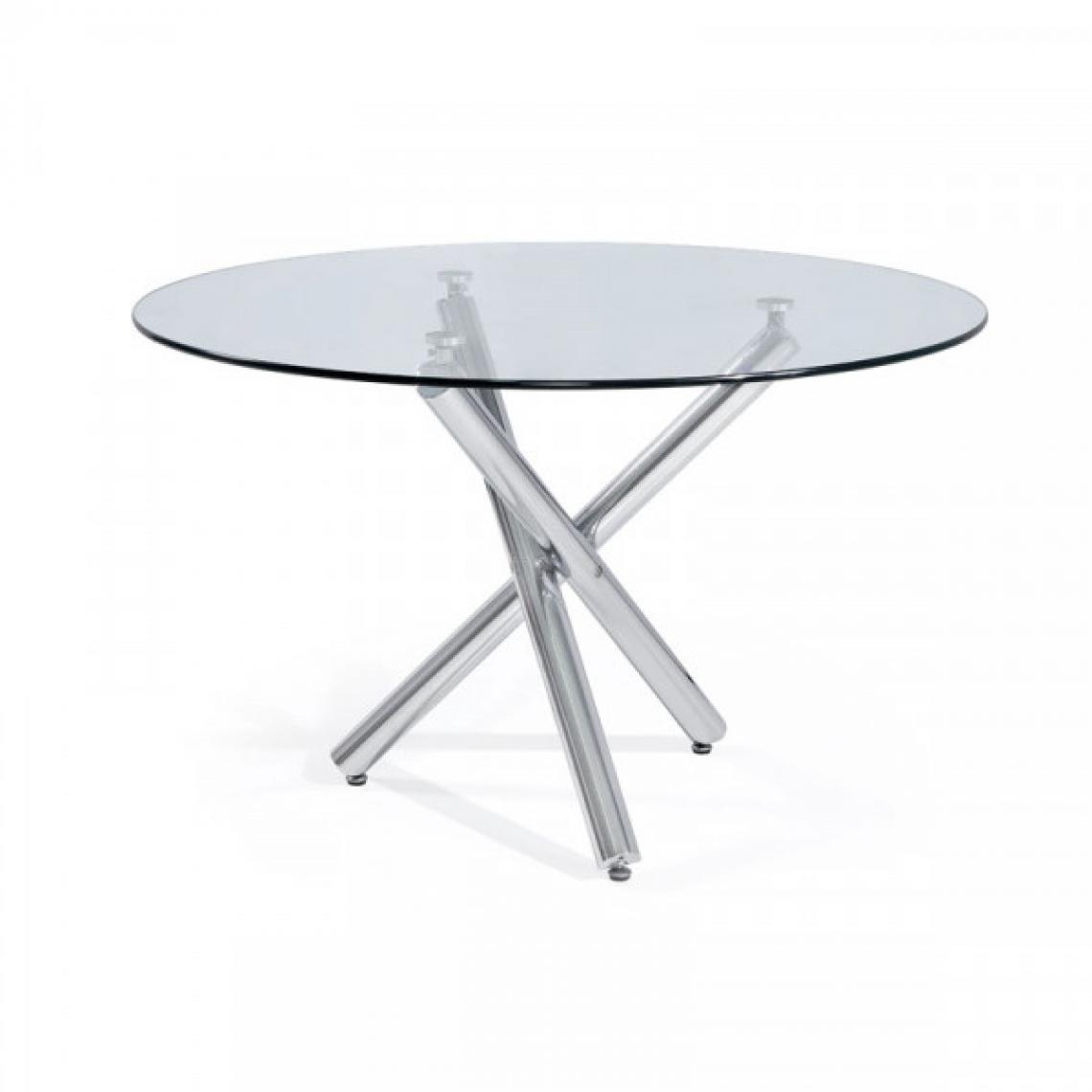Dansmamaison - Table ronde en verre 120 cm - PETRA - L 120 x l 120 x H 75 cm - Tables à manger