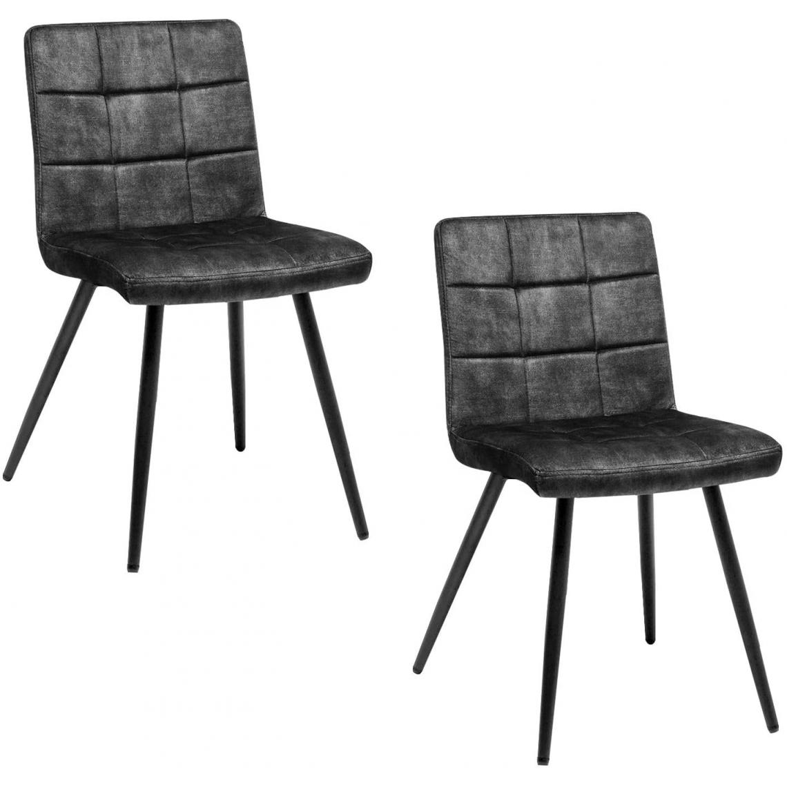 Decoshop26 - Lot de 2 chaises de salle à manger en velours noir rembourrée structure métal noir BUR09097 - Chaises