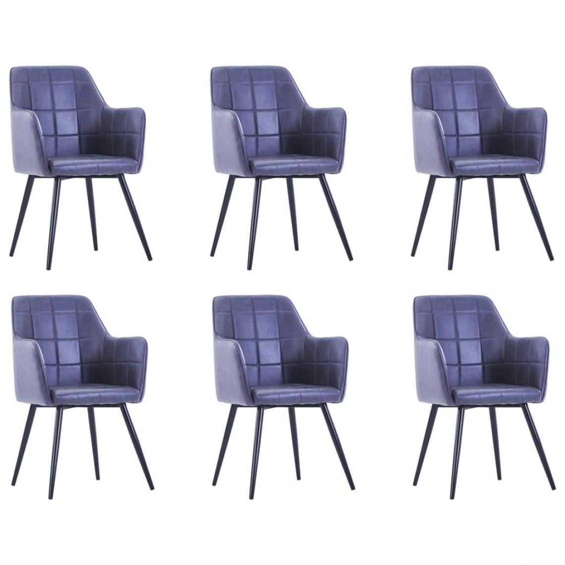 Decoshop26 - Lot de 6 chaises de salle à manger cuisine design moderne similicuir daim gris CDS022500 - Chaises