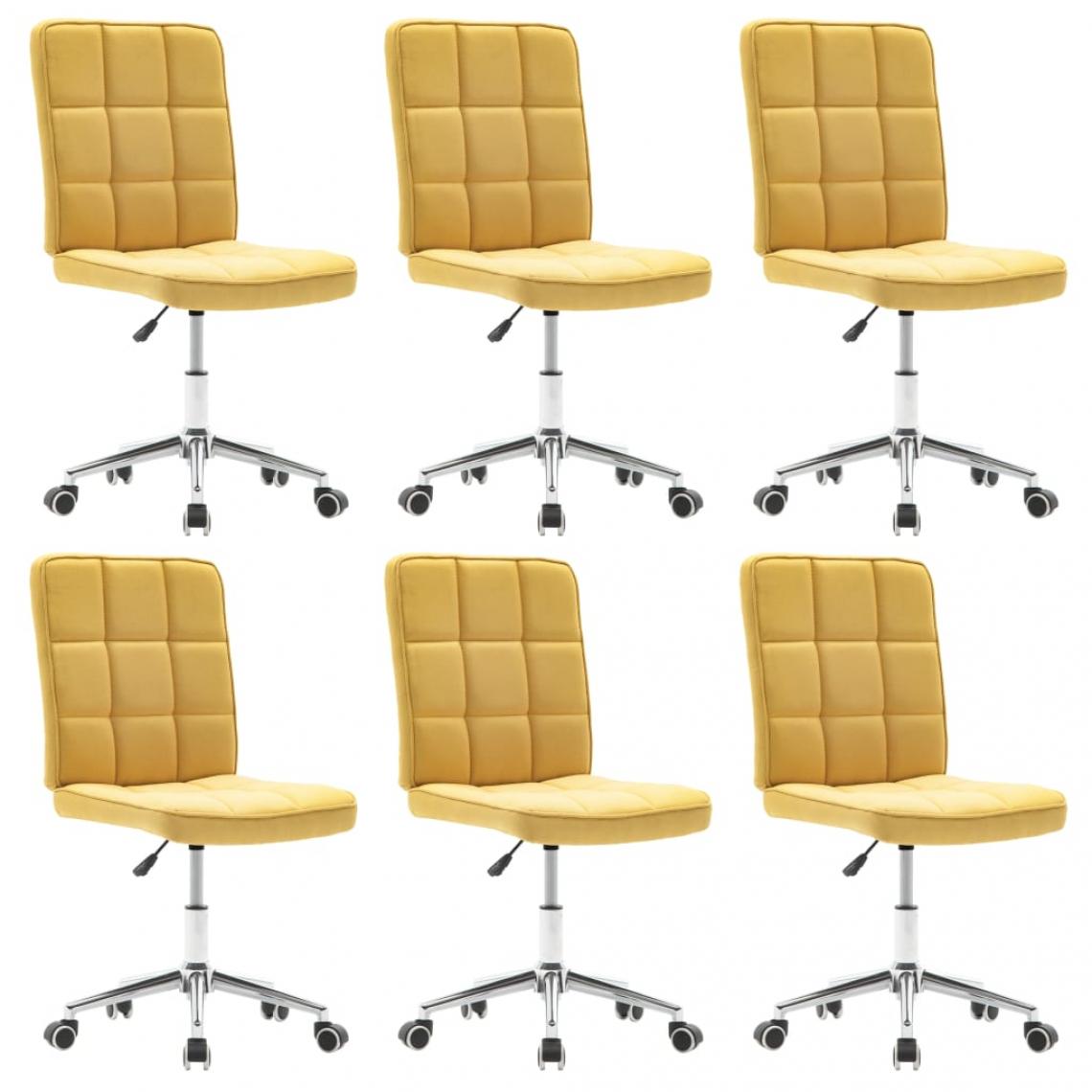 Decoshop26 - Lot de 6 chaises de salle à manger cuisine design moderne tissu jaune CDS022539 - Chaises