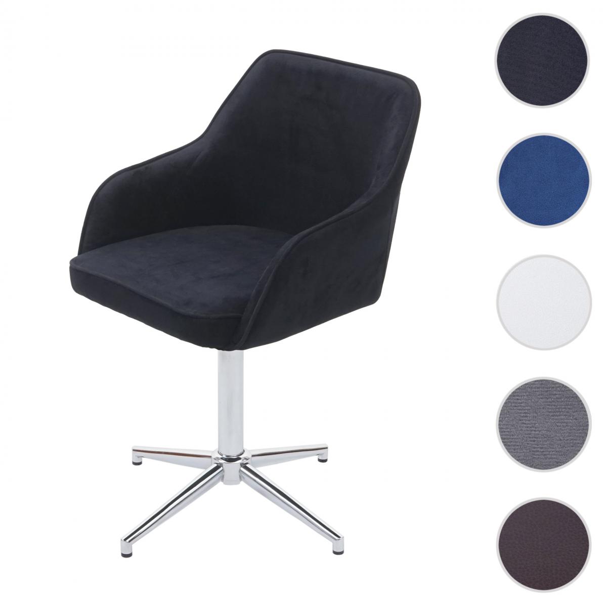 Mendler - Chaise de salle à manger HWC-F82, fauteuil,pivotant, réglable en hauteur ~ velours noir, pied chromé - Chaises
