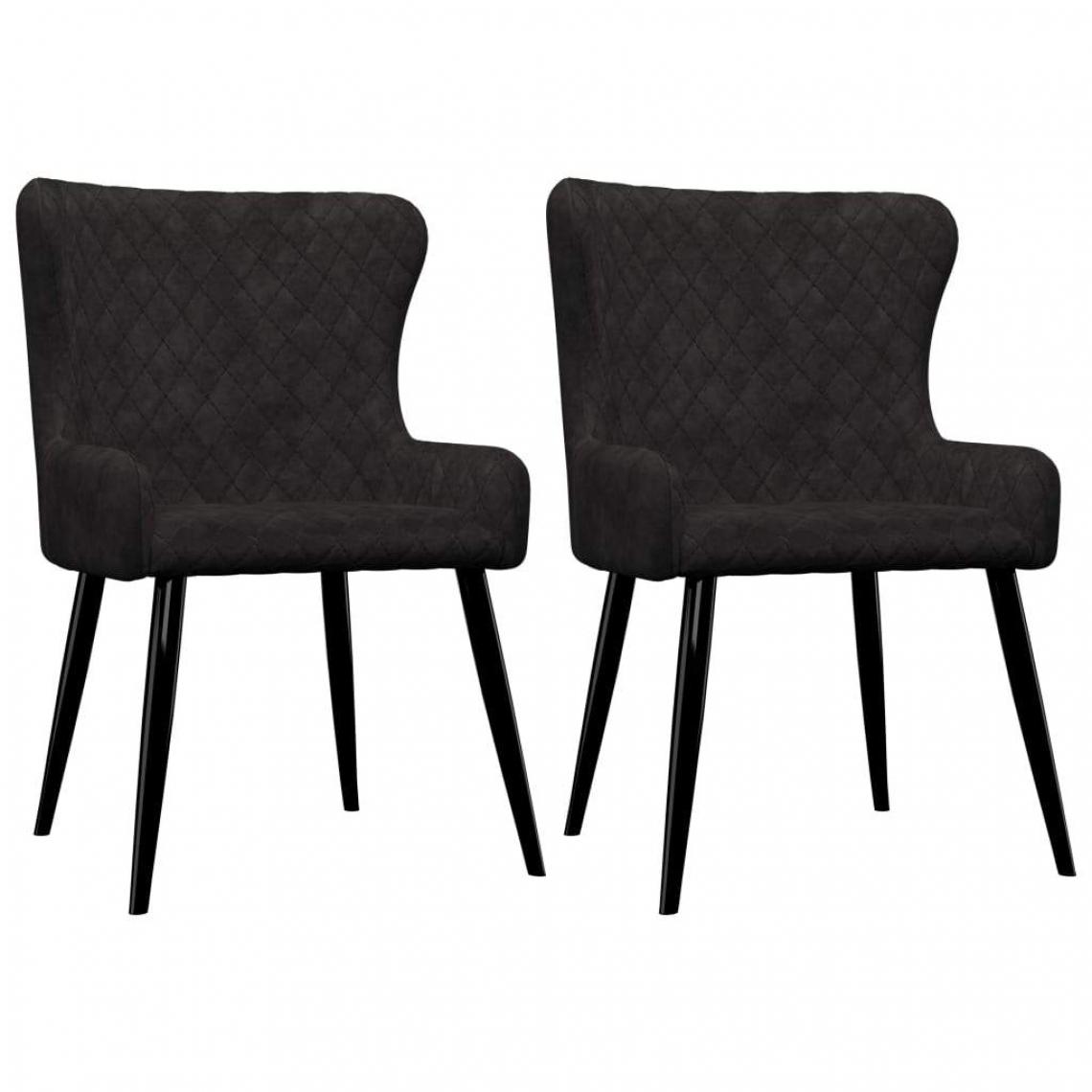 Decoshop26 - Lot de 2 chaises de salle à manger cuisine design moderne velours noir CDS020888 - Chaises