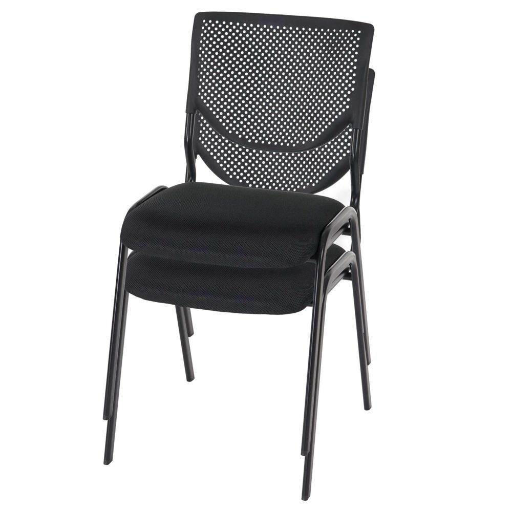 Mendler - Lot de 2 chaises de conférence / visiteur T401, empilable – siège noir, pieds noirs - Chaises