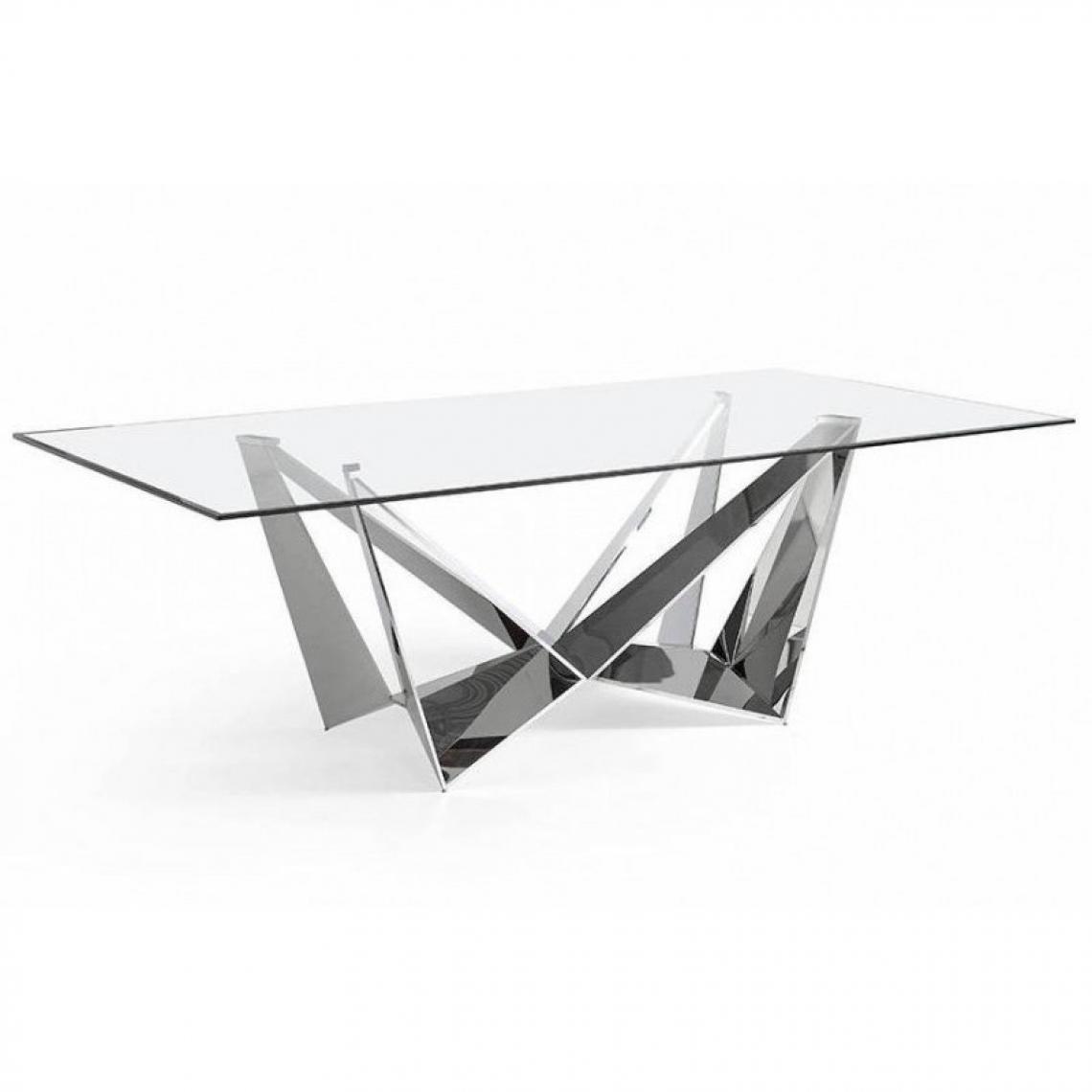 Meubler Design - Table Rectangulaire Design Acier Chromé Et Verre Giulia - Tables à manger