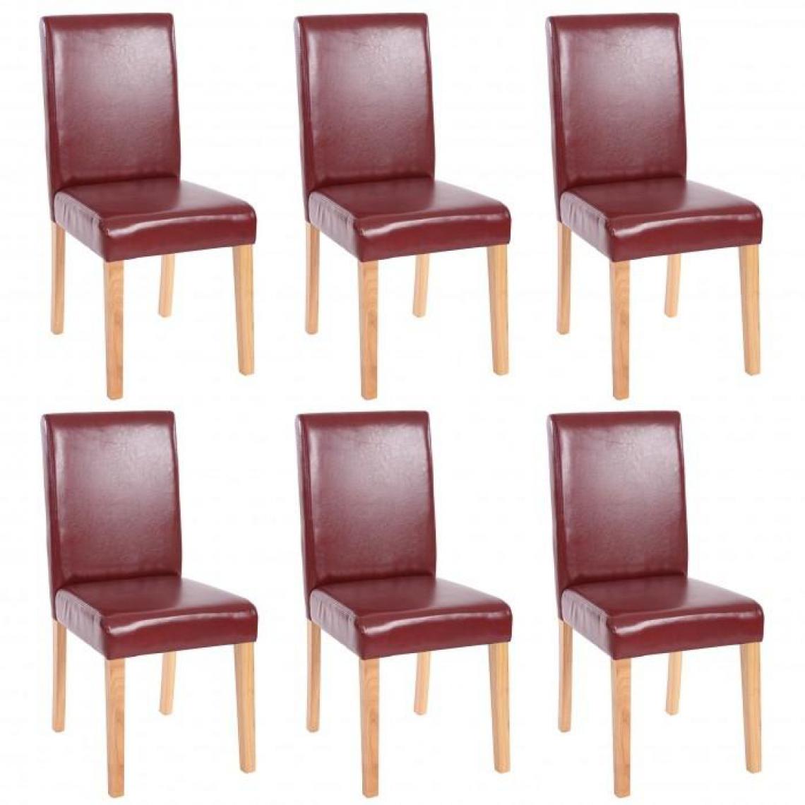 Decoshop26 - Lot de 6 chaises de salle à manger simili-cuir rouge/brun pieds clairs CDS04234 - Chaises