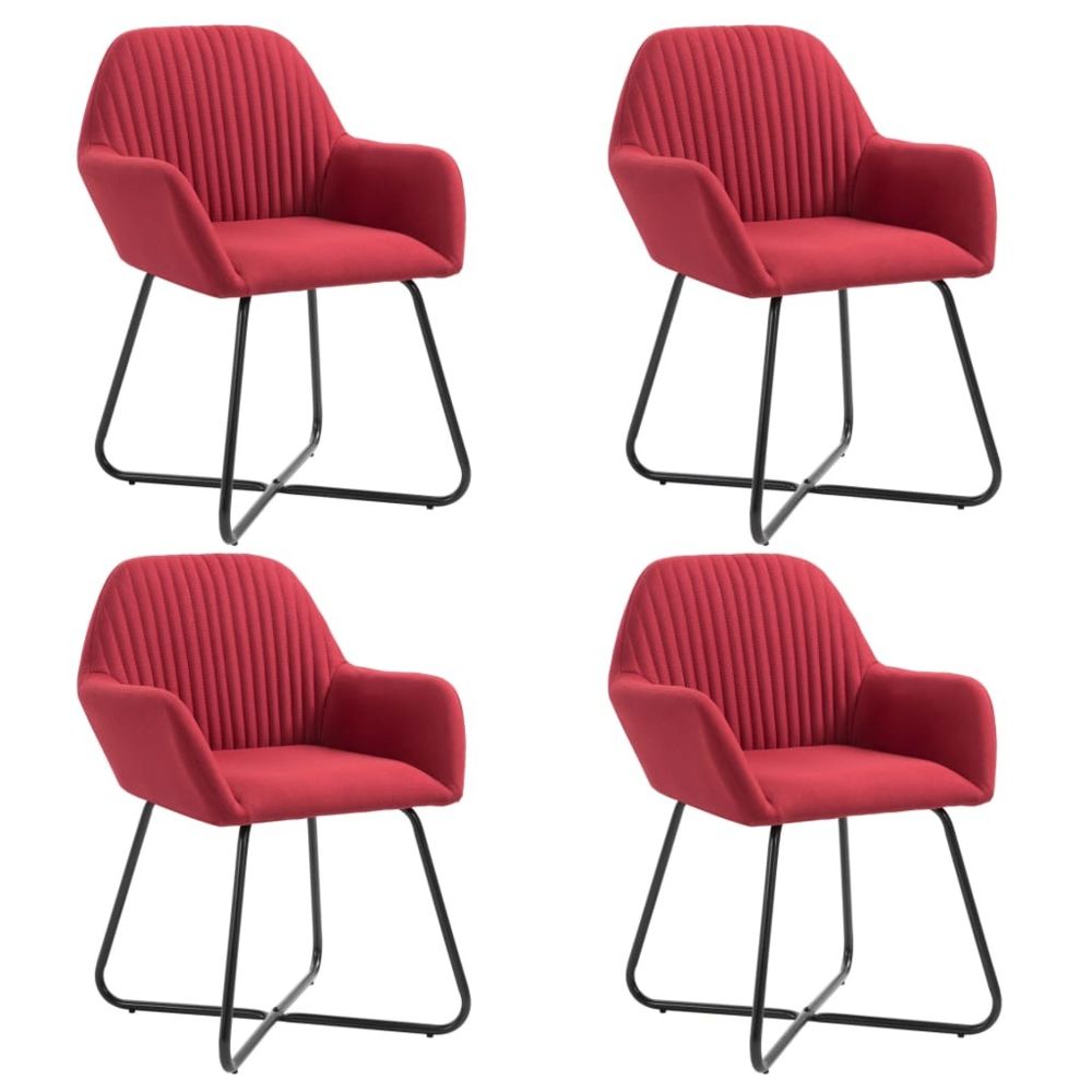 marque generique - Contemporain Fauteuils et chaises ligne Reykjavik Chaises de salle à manger 4 pcs Rouge bordeaux Tissu - Chaises
