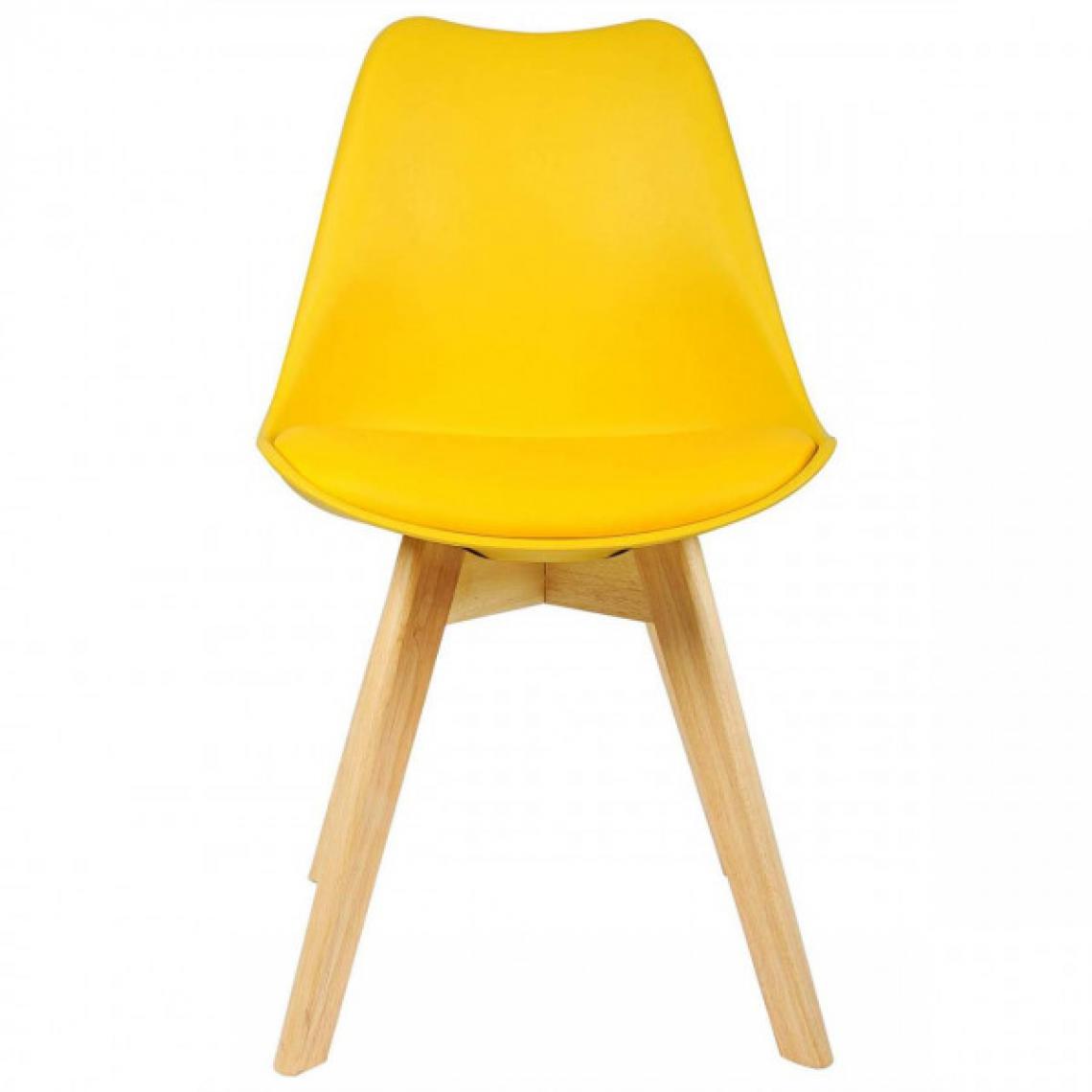 MercatoXL - Salle à manger cuir artificiel chaise en bois jaune jambes - Tables à manger