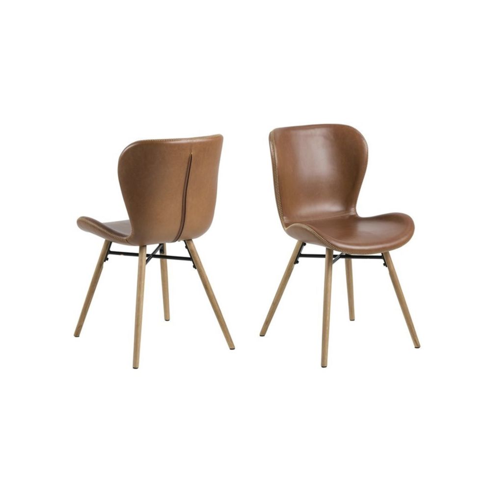 HELLIN - Chaises simili cuir et bois - MATILDA (Lot de 2) - Chaises