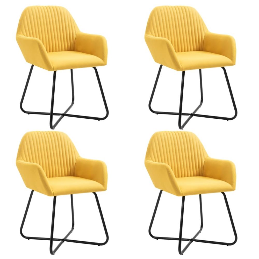 marque generique - Esthetique Fauteuils et chaises serie Téhéran Chaises de salle à manger 4 pcs Jaune Tissu - Chaises