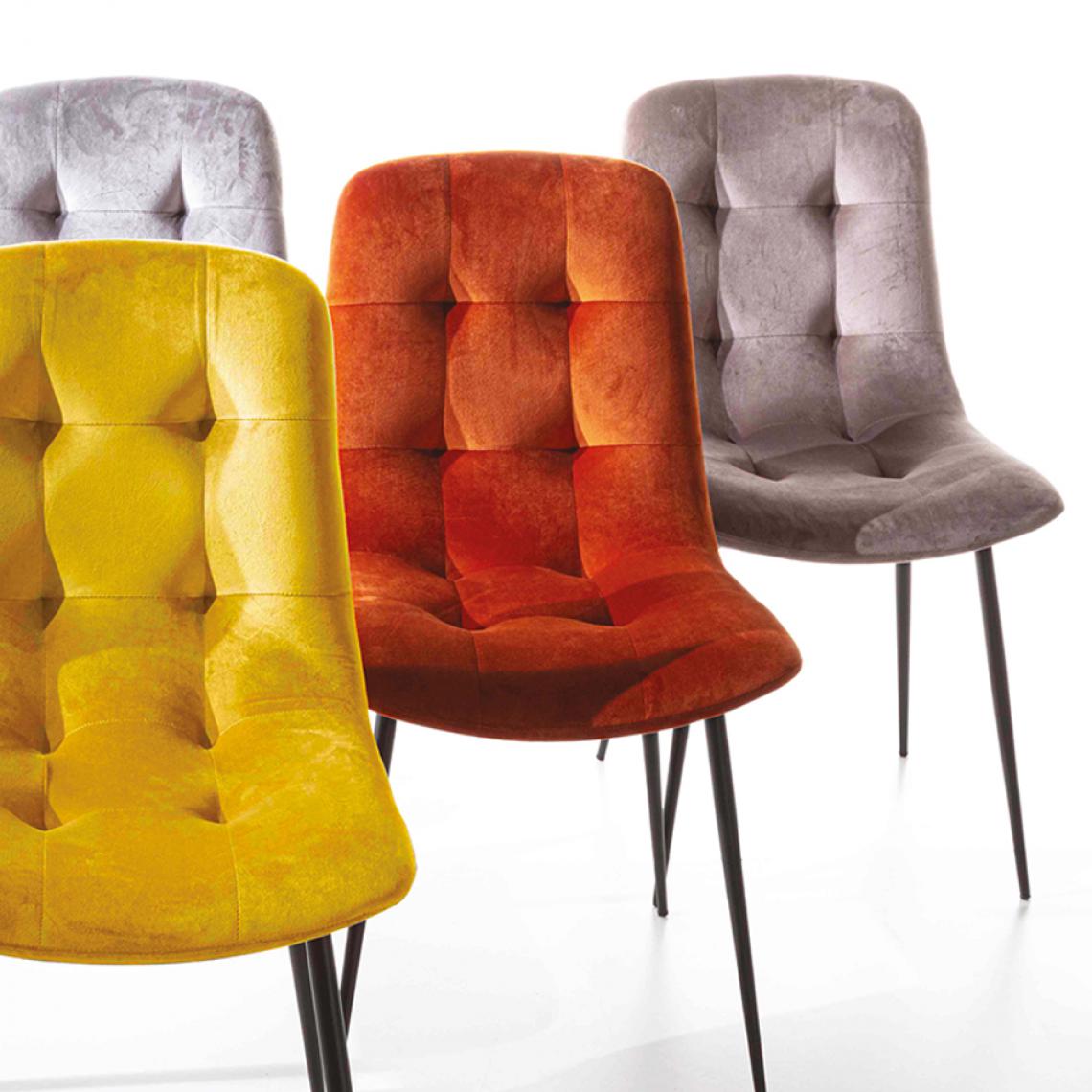 Nouvomeuble - Chaise en velours orange moderne COPERNIC (lot de 4) - Chaises