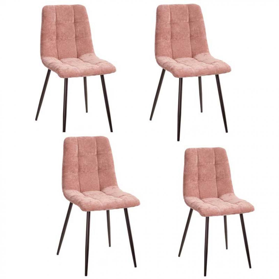 Tousmesmeubles - Quatuor de chaises Tissu/Métal Rose - MIPANDO - Chaises
