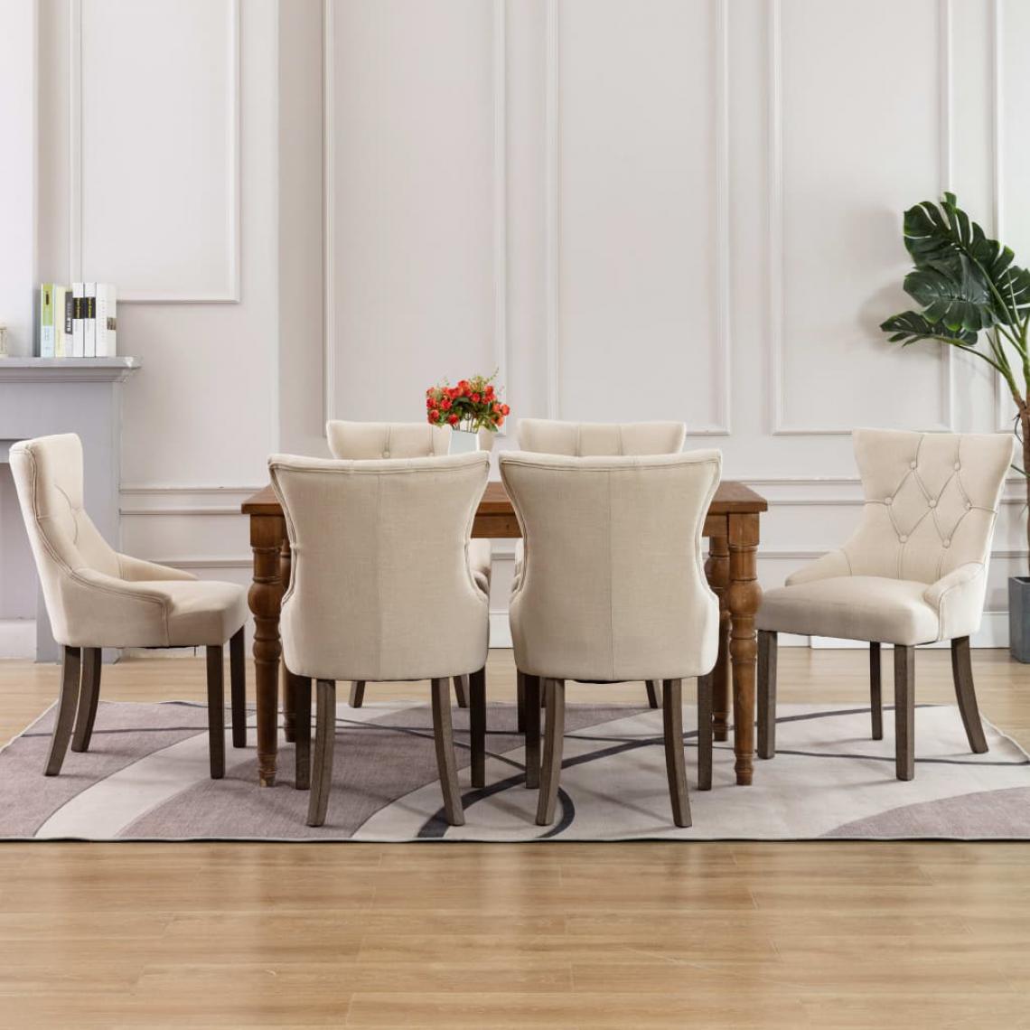 Icaverne - Inedit Fauteuils et chaises gamme Moroni Chaises de salle à manger 6 pcs Beige Tissu - Chaises