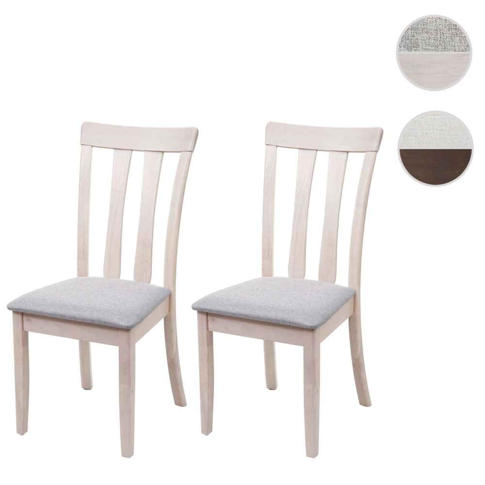Mendler - 2x chaise de salle à manger HWC-G46, tissu, en bois massif ~ châssis clair, gris - Chaises