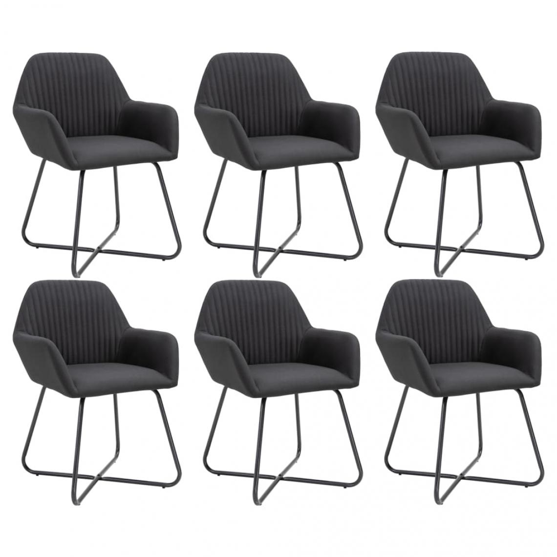 Decoshop26 - Lot de 6 chaises de salle à manger cuisine design moderne tissu noir CDS022715 - Chaises