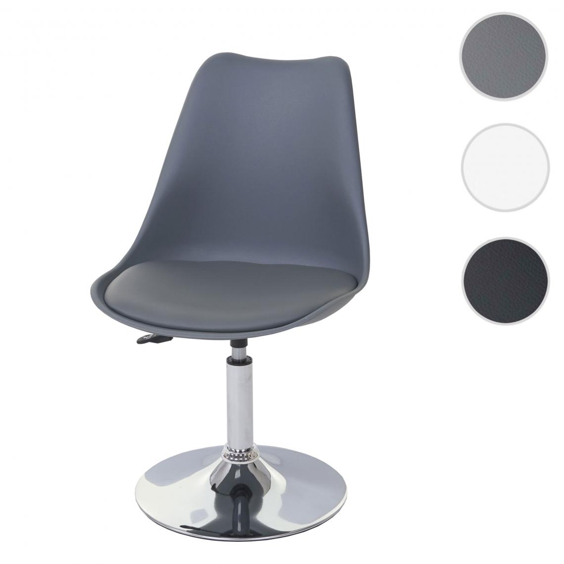 Mendler - Chaise pivotante Malmö T501, chaise de cuisine, réglable en hauteur, similicuir ~ gris foncé, socle chromé - Chaises