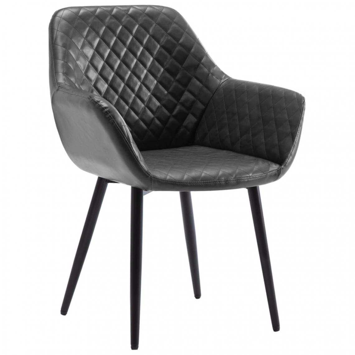 Decoshop26 - Chaise de salle à manger design moderne pieds métal noir similicuir gris CDS020043 - Chaises